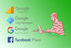 setup google analytics, facebook pixel or tag manager