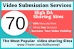make manually video submission on the top 70 most visited websites