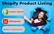 do professional shopify product listing and data entry