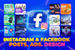 design creative facebook and instagram ads or posts in 12 hrs