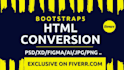 convert complex psd to html responsive website in bootstrap5