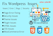 fix wordpress errors, bugs, security, or CSS problems