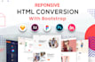 convert PSD to html responsive bootstap5 reactjs vuejs