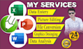 do fast typing job, page typing and picture editing