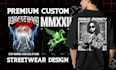 design a custom streetwear t shirt for your clothing brand, shopify store