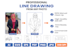 create a vector line art any product outline drawing illustrations 24hour