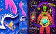 design artwork psychedelic, comic, skull for skateboards