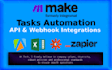 automate tasks using make, zapier, apify or parabola