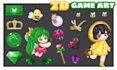 draw 2d game art props objects icons characters