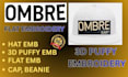 do embroidery digitizing, 3d puff,  to dst, pes, jef in 1 houre