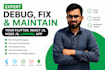 debug, maintain your flutter, react js, node js, laravel app