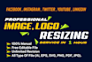 resize logo or image for youtube, facebook, twitter, linkedin, instagram