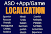 aso, app localization into desire languages
