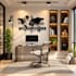 create a 3d rendering of a home office interior design in 4k
