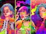 create colorful psychedelic and trippy style illustration