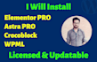install elementor pro, astra pro, rank math pro wpml crocoblock plugin