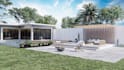 design exterior landscape, garden, backyard, patio terrace, BBQ and pool
