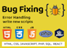 fix any html CSS javascript errors and HTML CSS bug fixing