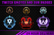design cute custom twitch emotes, twitch sub badges, badges