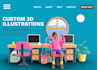 create 3d illustration or icons for website, UI, apps etc
