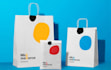 design tote bag, paper bag, and plastic shopping bag