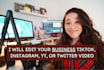 edit your business tiktok, youtube, instagram, or linkedin video