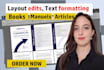 do layout edits, design and book formatting on ms word