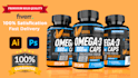 create 3d supplement bottle and product mockup in 12 hours