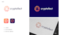 do modern tech, crypto bitcoin, and app logo design