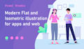 create a modern flat and isometric illustration for web and apps