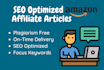 write SEO amazon affiliate articles or blogs