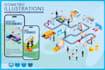 create flat, 3d vector isometric illustration design for apps and web
