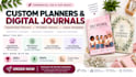 design digital planner printable journal for etsy amazon KDP in canva