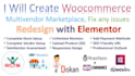 build wordpress woocommerce multi vendor marketplace, dokan, wcfm in elementor