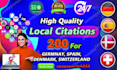 do local citation listings for spain, germany, denmark, switzerland