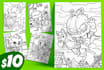 draw childrens book characters in black and white line art