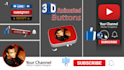 create 3d youtube subscribe button animation