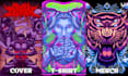 create hand drawn dark art illustration for covers and merch