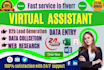 be your virtual assistant for 1 week  data entry product upload admin support
