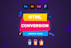 convert psd to html, figma to html, bootstrap website