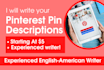 write custom pinterest pin descriptions for you