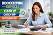 clean up, catch up and do bookkeeping in quickbooks xero
