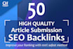 create 50 high quality seo article backlinks