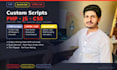 write or install custom PHP scripts, HTML, CSS or javascript