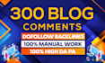 create 300 high quality blog comment SEO backlinks