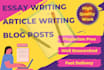 write essays, articles, summaries, paragraphs and blog posts