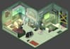 create isometric art in a cyberpunk style