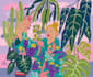 illustrate you and plants, colorful, flat art, pop art