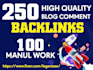 create manually 250 dofollow blog comments backlinks