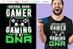 create a custom gaming t shirt design that sells